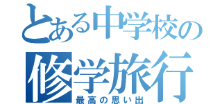 とある中学校の修学旅行（最高の思い出）