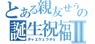 とある親友せうの誕生祝福Ⅱ（チャエケェラチョ）