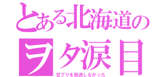 とある北海道のヲタ涙目（甘ブリを放送しなかった）