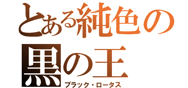 とある純色の黒の王（ブラック・ロータス）