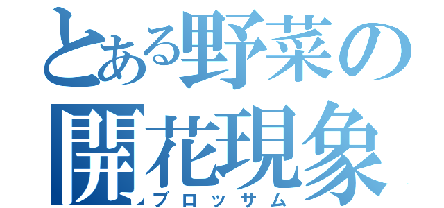 とある野菜の開花現象（ブロッサム）