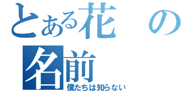 とある花の名前（僕たちは知らない）