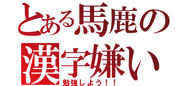 とある馬鹿の漢字嫌い（勉強しよう！！）