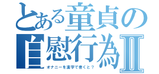 とある童貞の自慰行為Ⅱ（オナニーを漢字で書くと？）