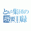 とある集団の概要目録（チーム紹介）