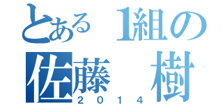 とある１組の佐藤　樹（２０１４）