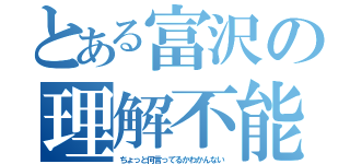 とある富沢の理解不能（ちょっと何言ってるかわかんない）