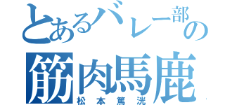 とあるバレー部の筋肉馬鹿（松本篤洸）