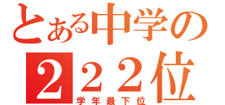 とある中学の２２２位（学年最下位）