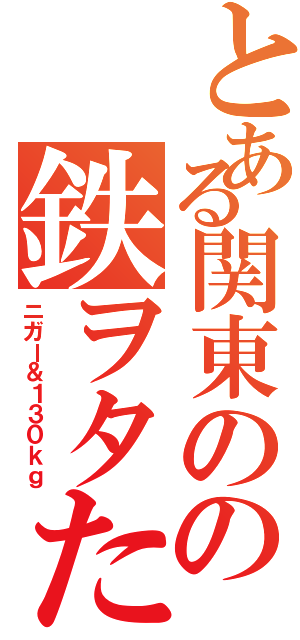 とある関東のの鉄ヲタたち（ニガー＆１３０ｋｇ）