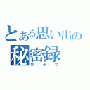 とある思い出の秘密録（ひ・み・つ）