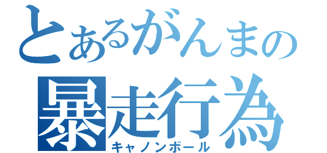 とあるがんまの暴走行為（キャノンボール）