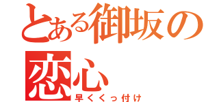 とある御坂の恋心（早くくっ付け）