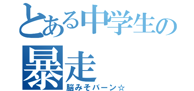 とある中学生の暴走（脳みそバーン☆）