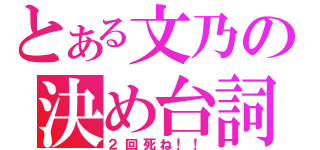 とある文乃の決め台詞（２回死ね！！）