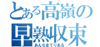 とある高嶺の早熟収束（あんちまてりある）