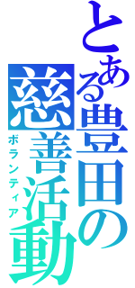 とある豊田の慈善活動（ボランティア）