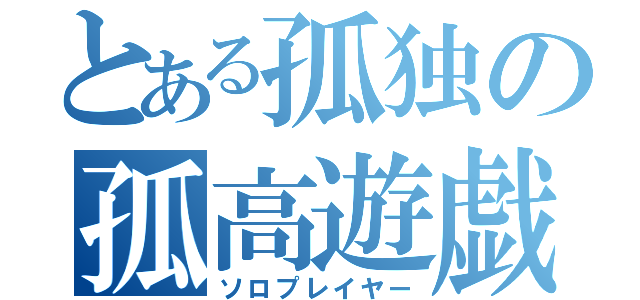 とある孤独の孤高遊戯（ソロプレイヤー）