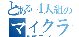 とある４人組のマイクラ実況（神，天才，バカ，ドジ）