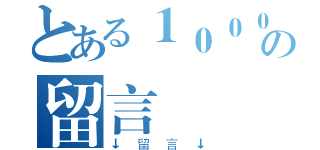 とある１０００の留言（↓留言↓）