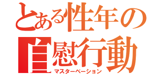 とある性年の自慰行動（マスターベーション）