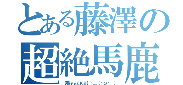 とある藤澤の超絶馬鹿（【君はъака】＼＿（・ω・｀））