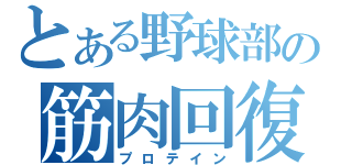 とある野球部の筋肉回復（プロテイン）