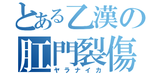 とある乙漢の肛門裂傷．ｊｐ（ヤラナイカ）