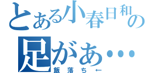 とある小春日和の足がぁ…（飯落ち←）