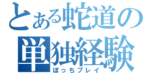 とある蛇道の単独経験（ぼっちプレイ）