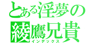 とある淫夢の綾鷹兄貴（インデックス）