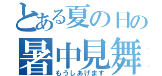 とある夏の日の暑中見舞い（もうしあげます）