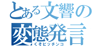 とある文響の変態発言（くそビッチンコ）