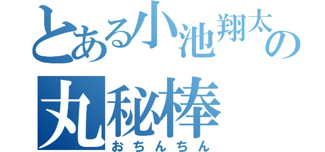 とある小池翔太の丸秘棒（おちんちん）