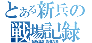 とある新兵の戦場記録（名も無き勇者たち）