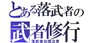 とある落武者の武者修行（落武者出現注意）