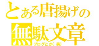 とある唐揚げの無駄文章（ブログとか（笑））