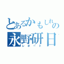 とあるかもしれないの永野研日記（レポート）