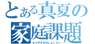 とある真夏の家庭課題（なつやすみのしゅくだい）