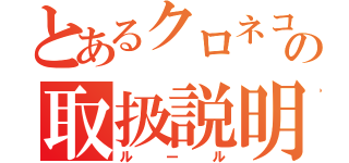 とあるクロネコの取扱説明書（ルール）