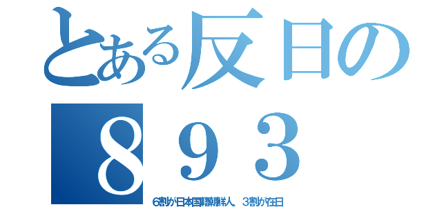 とある反日の８９３（６割が日本国籍朝鮮人、３割が在日）