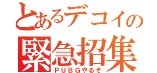 とあるデコイの緊急招集（ＰＵＢＧやるぞ）