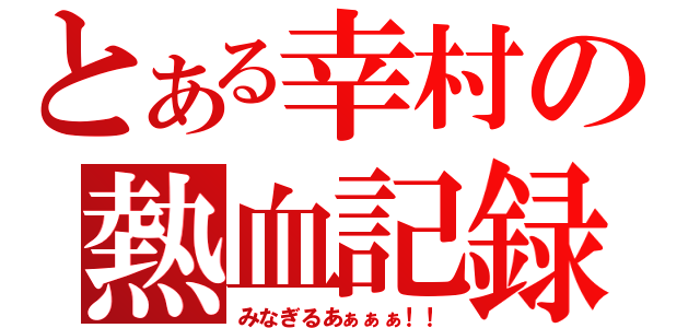 とある幸村の熱血記録（みなぎるあぁぁぁ！！）