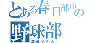 とある春日部市の野球部（部員３４人！）