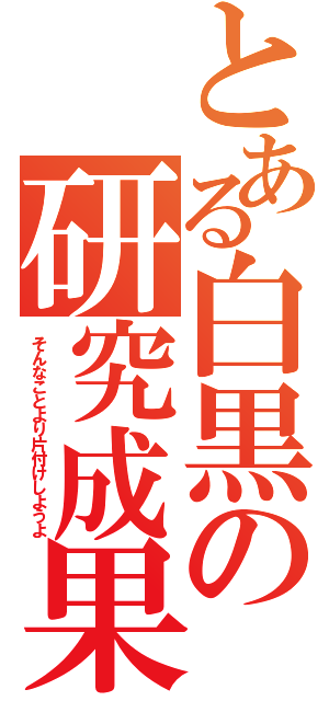 とある白黒の研究成果（そんなことより片付けしようよ）