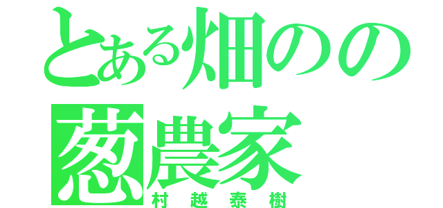 とある畑のの葱農家（村越泰樹）