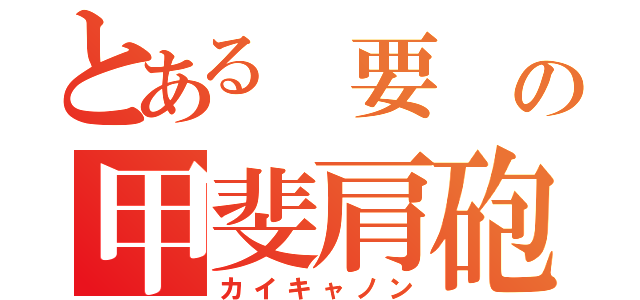 とある 要 の甲斐肩砲（カイキャノン）