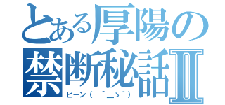 とある厚陽の禁断秘話Ⅱ（ビーン（ ´＿ゝ｀））