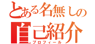 とある名無しの自己紹介（プロフィール）