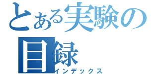 とある実験の目録（インデックス）